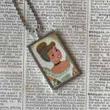 Cinderella, original illustrations from vintage book, up-cycled to soldered glass pendant