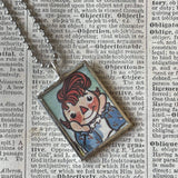 Raggedy Ann, vintage children's book illustrations, up-cycled to soldered glass pendant
