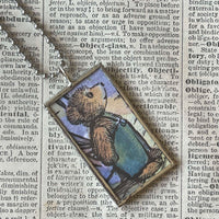 Corduroy, vintage children's book illustrations, up-cycled to soldered glass pendant