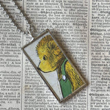 Corduroy, vintage children's book illustrations, up-cycled to soldered glass pendant