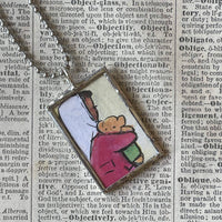 Corduroy, vintage children's book illustrations, up-cycled to soldered glass pendant