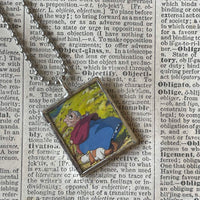 Castle in the Sky, Miyazaki animation stills / movie poster up-cycled to soldered glass pendant