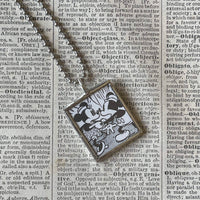 Mickey Mouse, vintage illustrations, up-cycled to soldered glass pendant