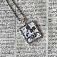 Mickey Mouse, vintage illustrations, up-cycled to soldered glass pendant
