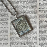 Cat, Kitten, Kitty, vintage children's book illustrations, up-cycled to soldered glass pendant