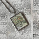 Cat, Kitten, Kitty, vintage children's book illustrations, up-cycled to soldered glass pendant