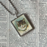 Cat, Kitten, Kitty, vintage illustrations, up-cycled to soldered glass pendant