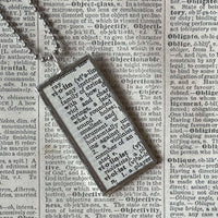 Violin, vintage 1940s dictionary illustration, hand-soldered glass pendant