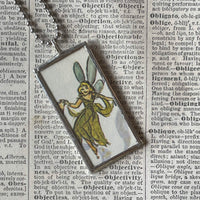 Fairy, Faeries, vintage children's book illustration up-cycled to soldered glass pendant