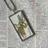 Fairy, Faeries, vintage children's book illustration up-cycled to soldered glass pendant