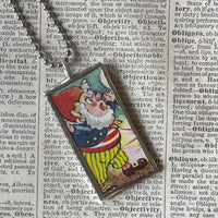 Noddy Elf, vintage children's book illustration, upcycled to soldered glass pendant