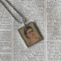 Frida Khalo, self-portraits, upcycled to hand soldered glass pendant