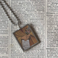 Frida Khalo, self-portraits, upcycled to hand soldered glass pendant