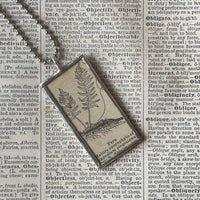 Fern, vintage botanical dictionary illustration, up-cycled to soldered glass pendant