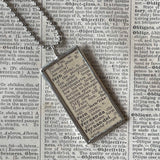 Fern, vintage botanical dictionary illustration, up-cycled to soldered glass pendant