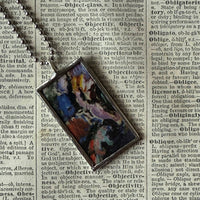 Woman in Blue Hat, Henri Matisse, upcycled to hand soldered glass pendant