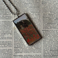 Claude Monet, Poppy field, waterlilies, upcycled to soldered glass pendant