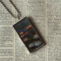 Claude Monet, Poppy field, waterlilies, upcycled to soldered glass pendant