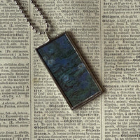 Claude Monet, woman with parasol, waterlilies, upcycled to soldered glass pendant