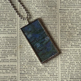 Claude Monet, woman with parasol, waterlilies, upcycled to soldered glass pendant