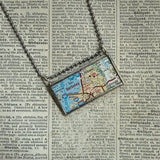San Francisco vintage maps, upcycled to hand-soldered glass pendant