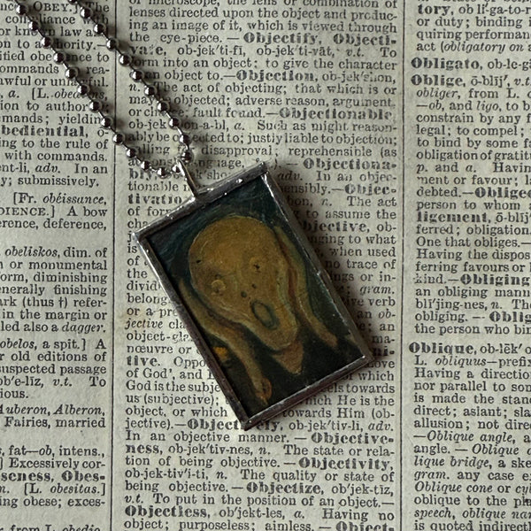 Edvard Munch The Scream, upcycled to soldered glass pendant