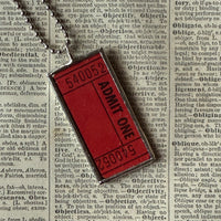 Vintage carnival ticket / circus ticket upcycled to soldered glass pendant