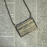 Brooklyn New York vintage maps, upcycled to hand-soldered glass pendant