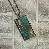 Philippines vintage map, hand-soldered glass pendant