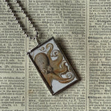 Octopus, vintage illustrations up-cycled to soldered glass pendant