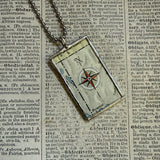 Portugal, Lisbon vintage map, hand-soldered glass pendant