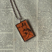 Vintage Monopoly, Chance card, Advance to Boardwalk, upcycled to soldered hand-soldered glass pendant