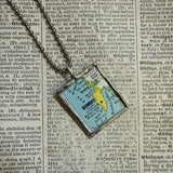 Bombay India vintage map, hand-soldered glass pendant