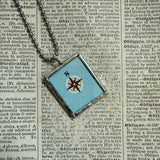 Bombay India vintage map, hand-soldered glass pendant