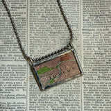 London England vintage maps, upcycled to hand-soldered glass pendant