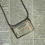 London England vintage maps, upcycled to hand-soldered glass pendant