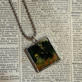 Claude Monet, poppy field, upcycled to soldered glass pendant