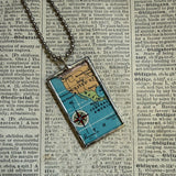 Central and South America vintage map, hand-soldered glass pendant