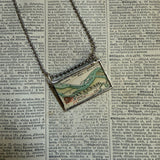 Savannah Georgia vintage maps, upcycled to hand-soldered glass pendant