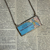 San Francisco, Sonoma, vintage maps, upcycled to hand-soldered glass pendant