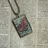 Philippines vintage map, hand-soldered glass pendant