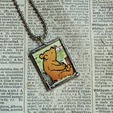 Winnie the Pooh childrens' book illustrations up-cycled to hand-soldered glass pendant