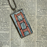 Vintage San Francisco Golden Gate Bridge illustration, upcycled hand soldered glass pendant (Copy)
