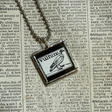 Raven and Vulture, vintage illustration, upcycled to soldered glass pendant
