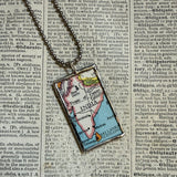 India vintage map, hand-soldered glass pendant