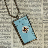 India vintage map, hand-soldered glass pendant