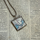 Oakland, Napa, vintage map, hand-soldered glass pendant
