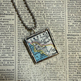 Oakland, Napa, vintage map, hand-soldered glass pendant