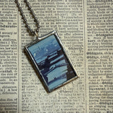 Chicago vintage travel poster images, upcycled hand soldered glass pendant