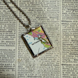 San Francisco vintage map, hand-soldered glass pendant